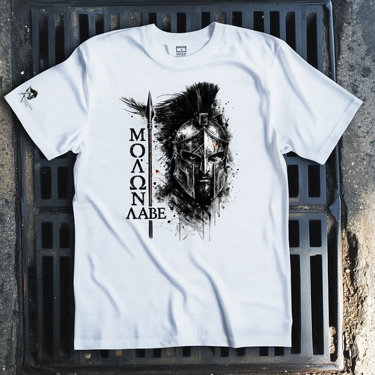 Spartan T‑Shirt — "ΜΟΛΩΝ ΛΑΒΕ"
