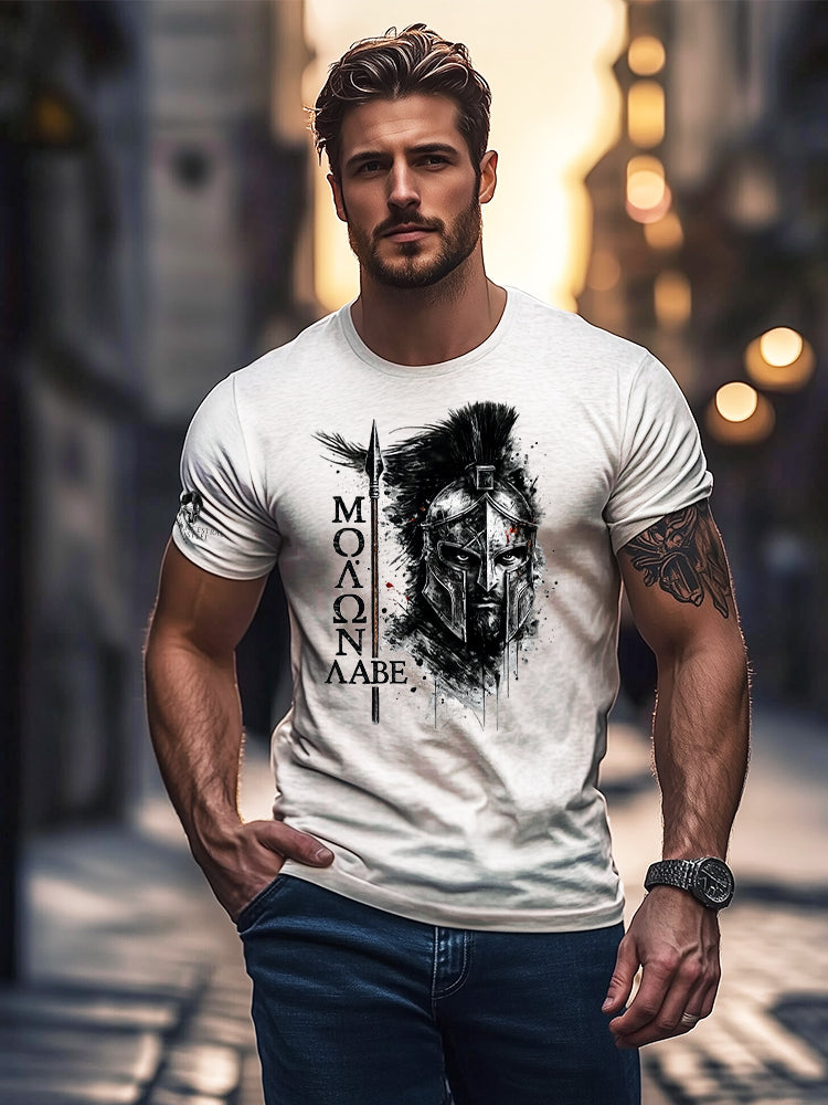 Spartan T‑Shirt — "ΜΟΛΩΝ ΛΑΒΕ"