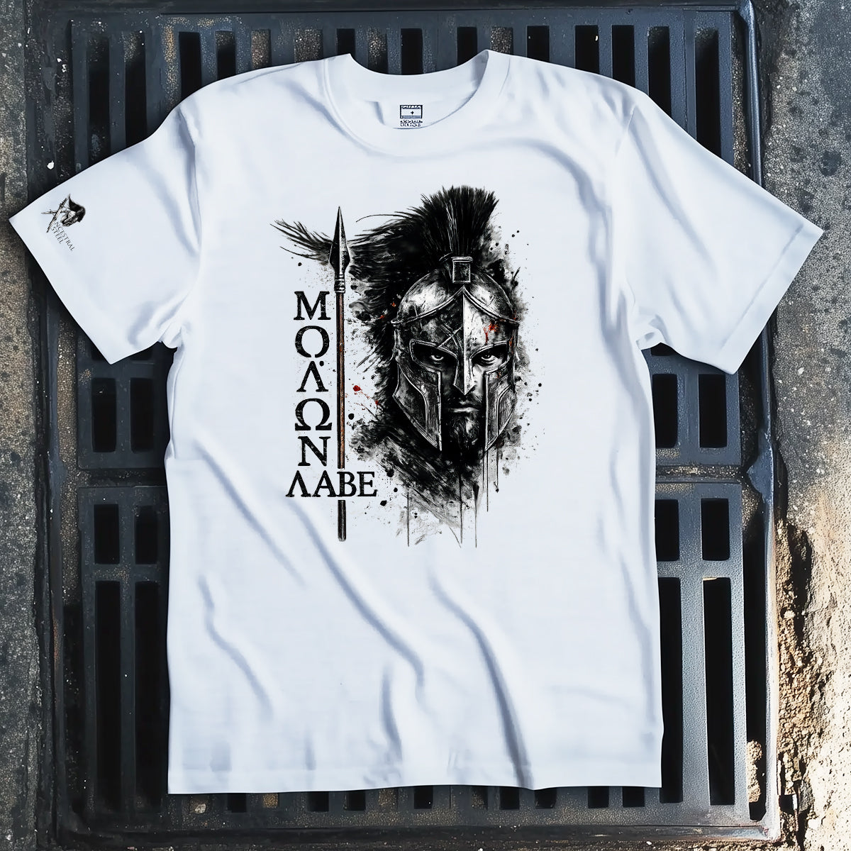 Spartan T‑Shirt — "ΜΟΛΩΝ ΛΑΒΕ"