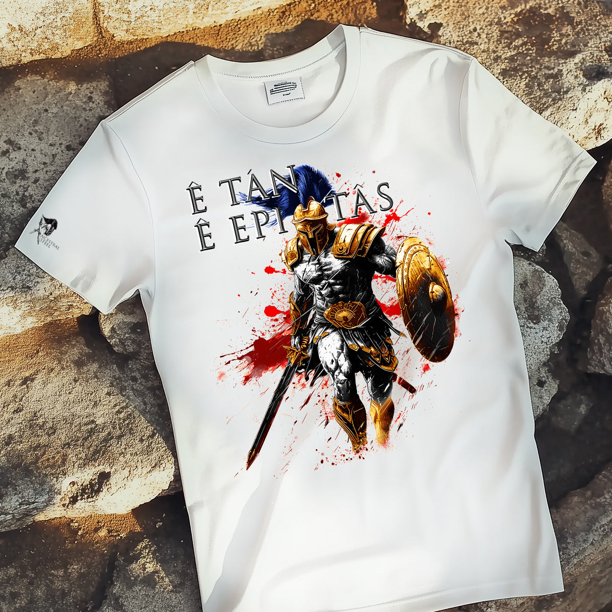 Warrior graphic t-shirt for men, urban streetwear tee with warrior artwork, samurai gladiator spartan knight design t-shirt, modern athletic fit shirt, masculine fitness apparel, premium cotton graphic tee, strength honor legacy clothing brand Ancestral Steel, stylish gym t-shirt, motivational warrior fashion, casual street style t-shirt for men.